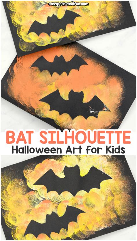 Choose from a ghost, pumpkin, frankenstein, vampire, witch, monster, candy corn, zombie or bat! Bat Silhouette Halloween Art - Easy Peasy and Fun