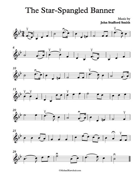 Free Violin Sheet Music The Star Spangled Banner Michael Kravchuk