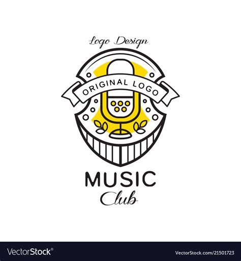 Music Club Logo Design Heraldic Shield With Retro Vector Image
