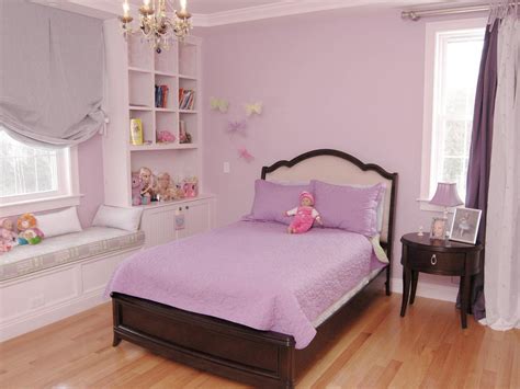 Looking for purple bedroom ideas? Transitional Purple Girl's Bedroom With Window Seat | HGTV