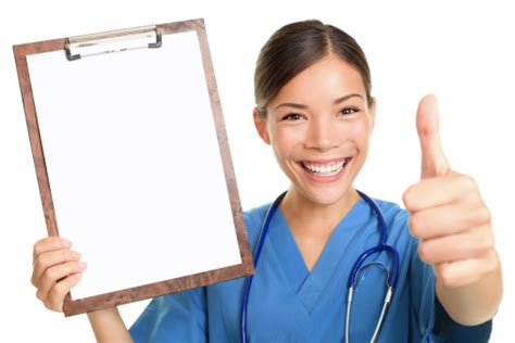 Nurse Showing Blank Clipboard Sign Stock Photo Download Image Now