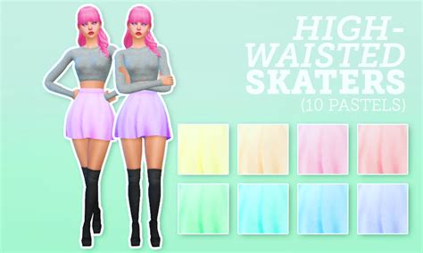 Holosprite Ts4 High Waisted Skater Skirts Sims 4 Clothing High