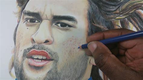 Drawing Ms Dhoni India Cricket Hyperrealistic Art Youtube