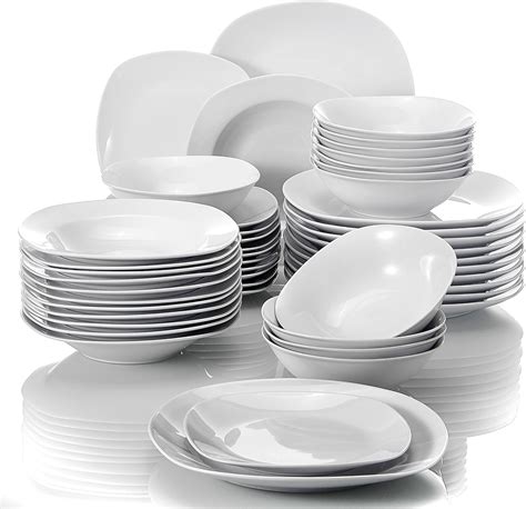 MALACASA Série Elisa 48pcs Service de Table Complets Porcelaine 12