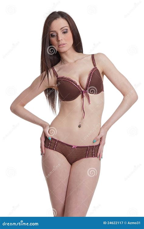 Attractive Brunette Posing In Lingerie Stock Image Image Of Lingerie
