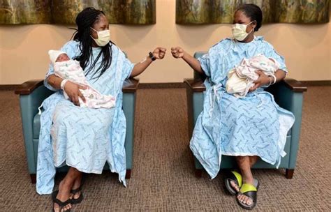 Identical Twins Give Birth At The Same Time Supporting Each Other Through Deliveries