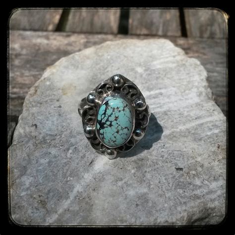 Vintage Mexican Turquoise And Sterling Silver Ring Size 7 1 2 Etsy