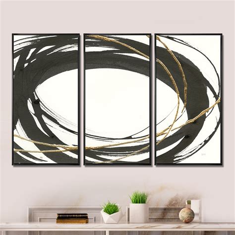 Mercer41 Gold Glamour Circle Ii 3 Piece Painting On Canvas Wayfair
