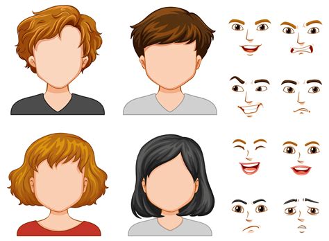 Personajes Humanos Con Caras Diferentes 373816 Vector En Vecteezy