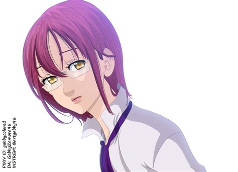 An Anime Character With Purple Hair And Glasses