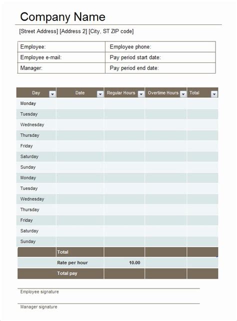 Bi Monthly Timesheet Template