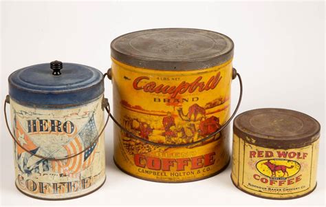 Assorted Antique Advertising Coffee Tins Lot Of Three