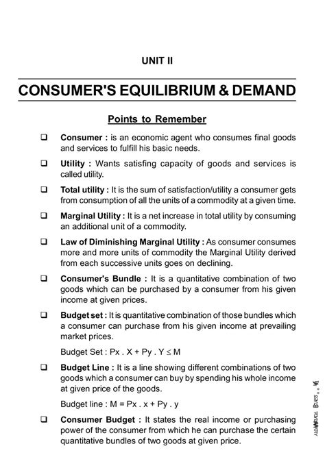 Consumers Equilibrium And Demand Notes For Class 11 Economics Pdf