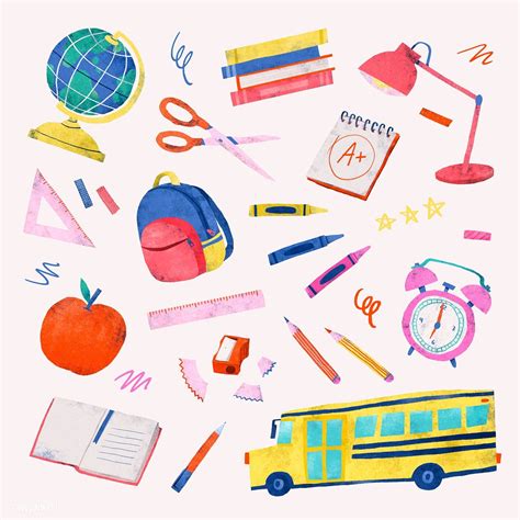 Download Premium Vector Of Back To School Stationery Vector Set 1224934