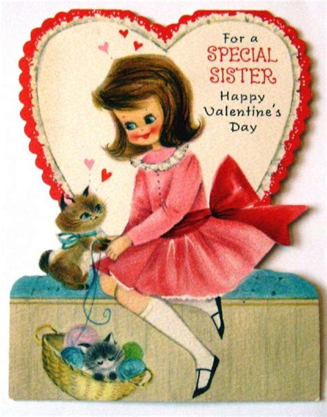 For A Special Sister Happy Valentines Day Vintage Valentine Cards