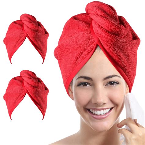Microfiber Hair Towel Wrap For Women 2 Pack 10 Inch X 26 Inch Super Absorbent Quick Dry Hair