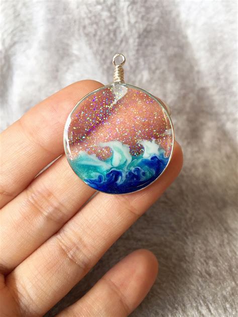 Exclusive 【wave】handmade Artistic Ocean Jewelry Resin Seascape