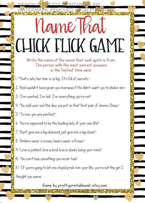 Virtual Girls Night Game Name That Chick Flick Game By Pretty