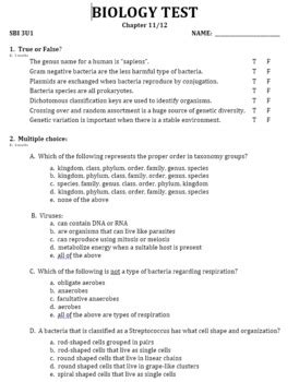 Grade Biology Sbi U Diversity Unit Test Collection Tests Keys