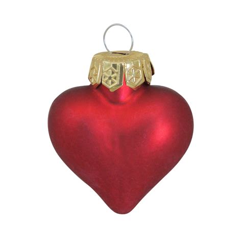 56ct Matte Red Glass Heart Christmas Ornaments 1 75 45mm