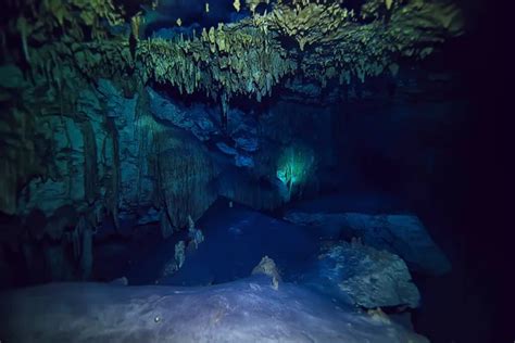 Underwater Cave Stalactites Landscape Cave Diving Yucatan Mexico