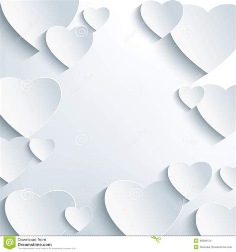 Stylish Grey Background With 3d Paper Hearts Stock Vector