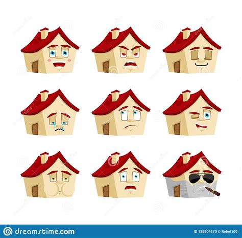 House Set Emotion. Sleeping And Evil Emotion Avatar. Bewildered And Sad Home Emoji. Building ...
