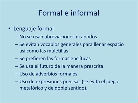 Ppt Lenguaje Formal E Informal Powerpoint Presentation Free Download