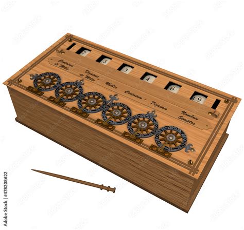 Pascaline 3d Illustration Of A Mechanical Calculating Device Designed