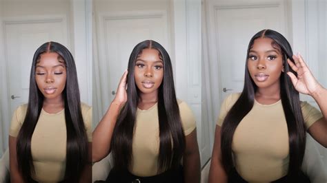 How To Do Buss Down Straight Middle Part Frontal Install Ft Beauty