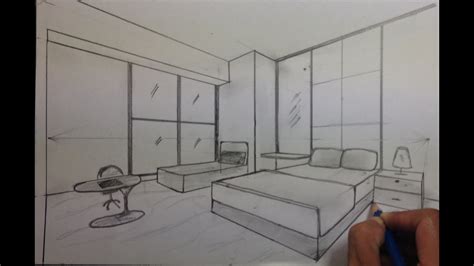 How To Draw A Bedroom In 2 Point Perspective 7 Youtube