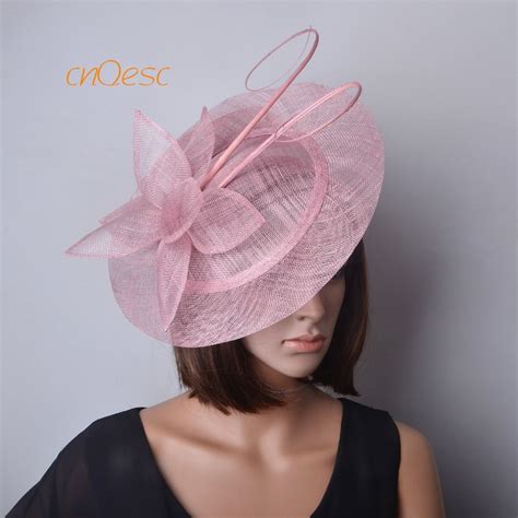 Blush Pink Big Sinamay Fascinator Hat For Weddingraces In Womens