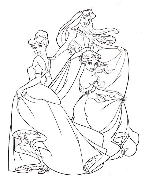 Las páginas de pintura contienen los caracteres más populares. Dibujos de Princesas Disney para colorear e imprimir gratis