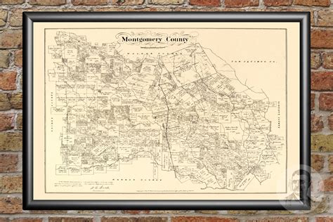 Vintage Montgomery County Map 1880 Old Map Of Montgomery Etsy
