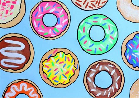 Donuts 2 Pop Art Painting On A4 Paper Acrylic Painting By Ian Viggars