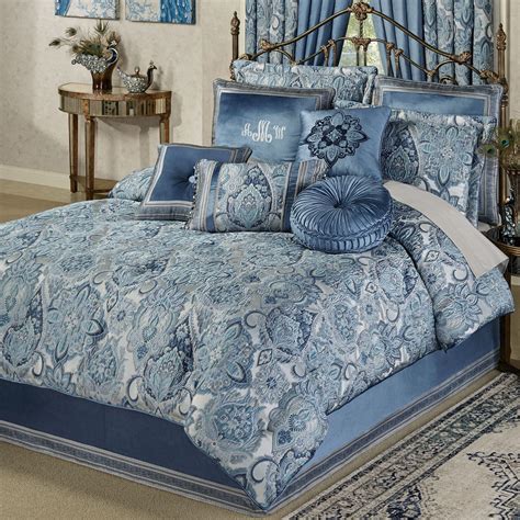 Arabelle Jacobean Damask Blue Comforter Bedding