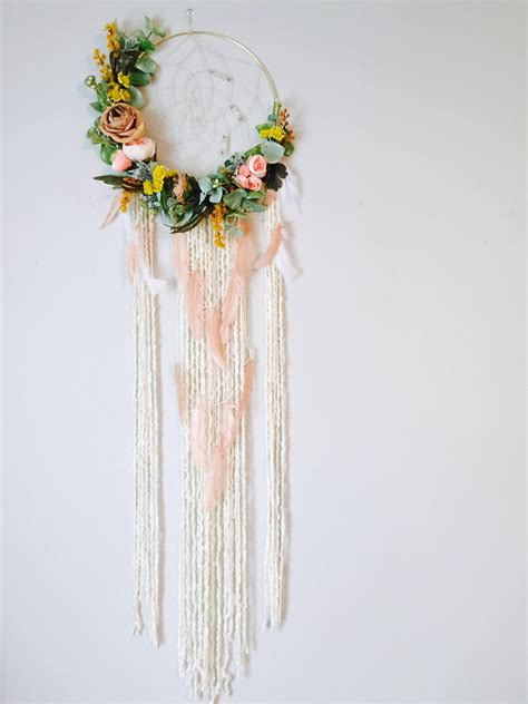 Floral Dream Catcher Dream Catcher Floral Wall Hanging Etsy
