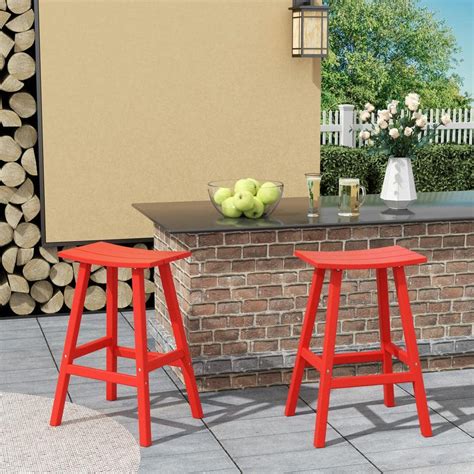 Westin Outdoor Franklin Red 29 In Plastic Outdoor Bar Stool Set Of 2