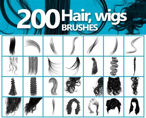 Hair Brushes Wigs Abr Photoshop Digital Hair Curls Brushes Etsy Uk