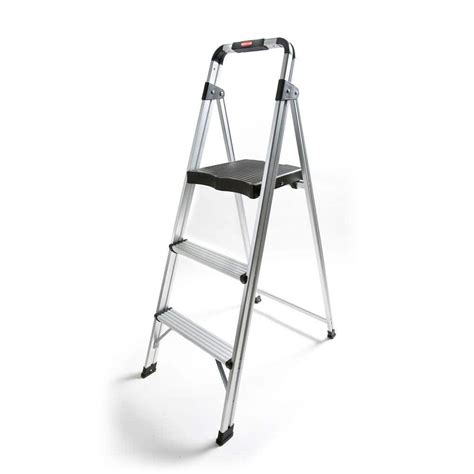 Rubbermaid 3 Step Aluminum Step Stool Ladder Rm Aul3g The Home Depot