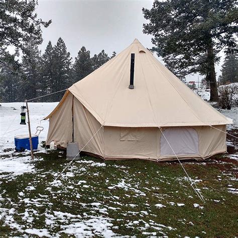 4-Season Waterproof Cotton Canvas Bell Tent Large Family Camp Hunting
