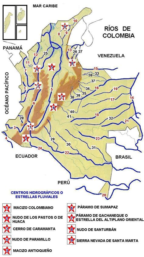 Mapa Mudo Hidrografico De Colombia