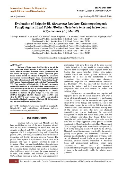 PDF Evaluation Of Brigade BL Beauveria Bassiana Entomopathogenic Fungi Against Leaf Folder