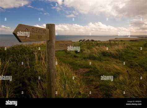 Signpost On Cleveland Way North Yorkshire Stock Photo Alamy