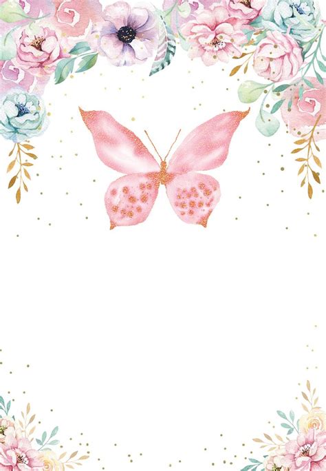 pink glitter butterfly birthday invitation template