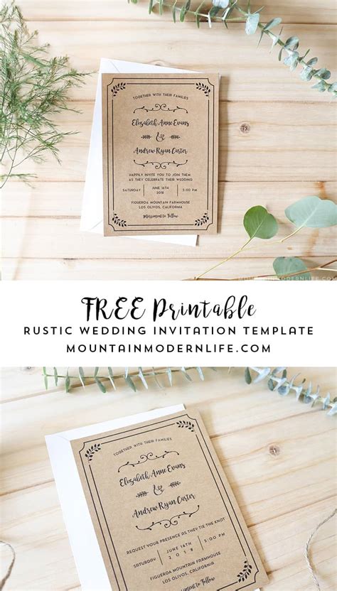 Free Printable Rustic Wedding Invitations Template Printable Templates