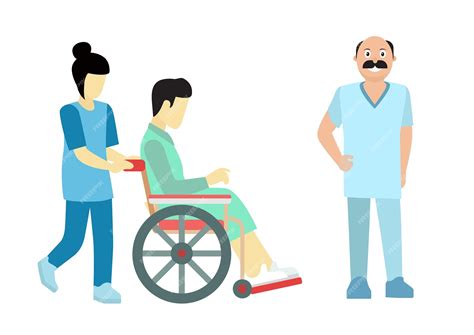 Premium Vector | Flat illustration of female nurse assisting patient on