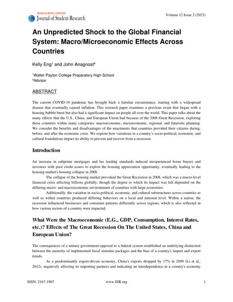 Pdf An Unpredicted Shock To The Global Financial System Macro