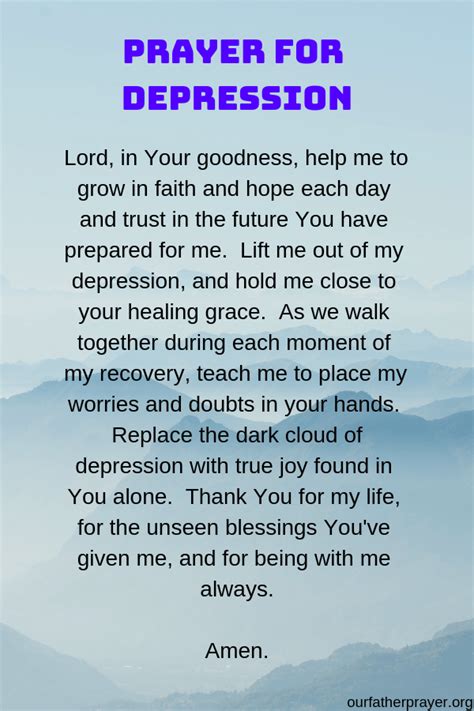 Prayers For Depression And Loneliness Our Father Prayer