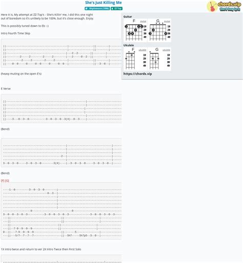 chord she s just killing me zz top tab song lyric sheet guitar ukulele chords vip